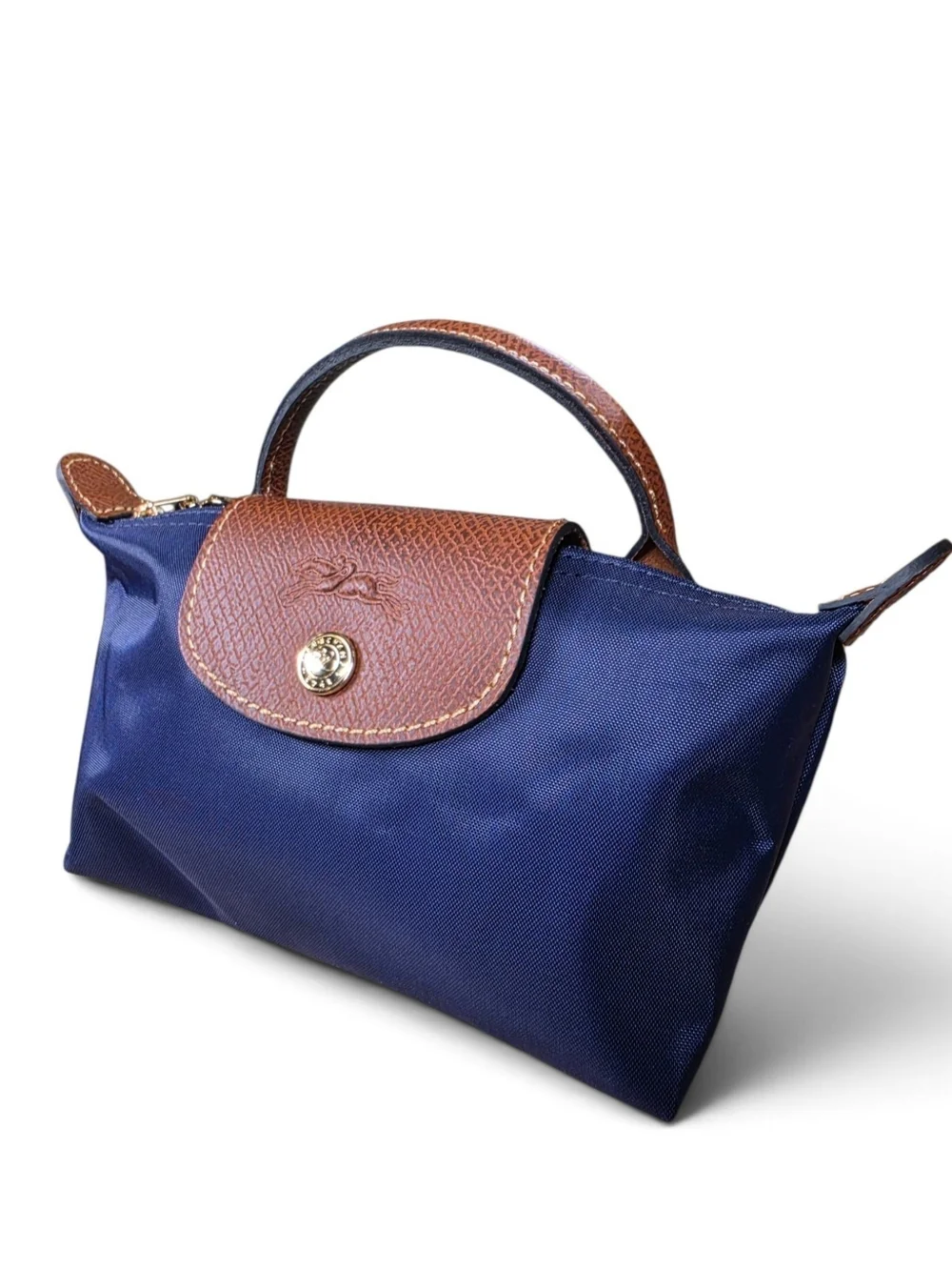 Longchamp Le Pliage Original Pouch w/ Handle - Navy Blue Mini Bag (Retail $120)